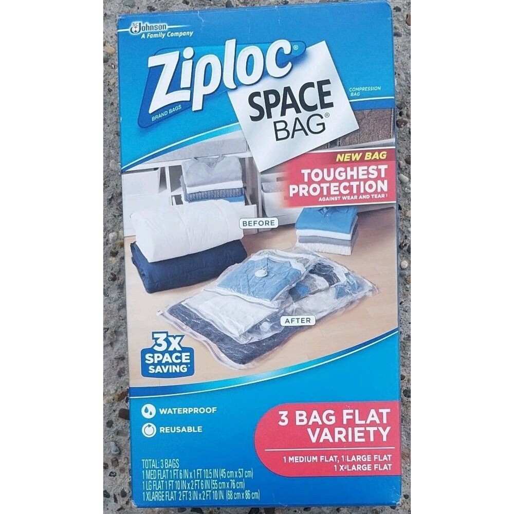 Ziploc Space Bag Waterproof Vacuum Storage 3 Bag flat variety